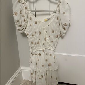 Floral Embroidered White Dress